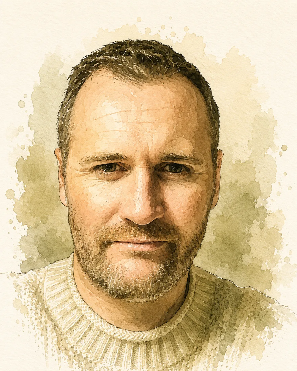 Watercolour portrait of Mark, specialist dyslexia assessor at Defining Dyslexia