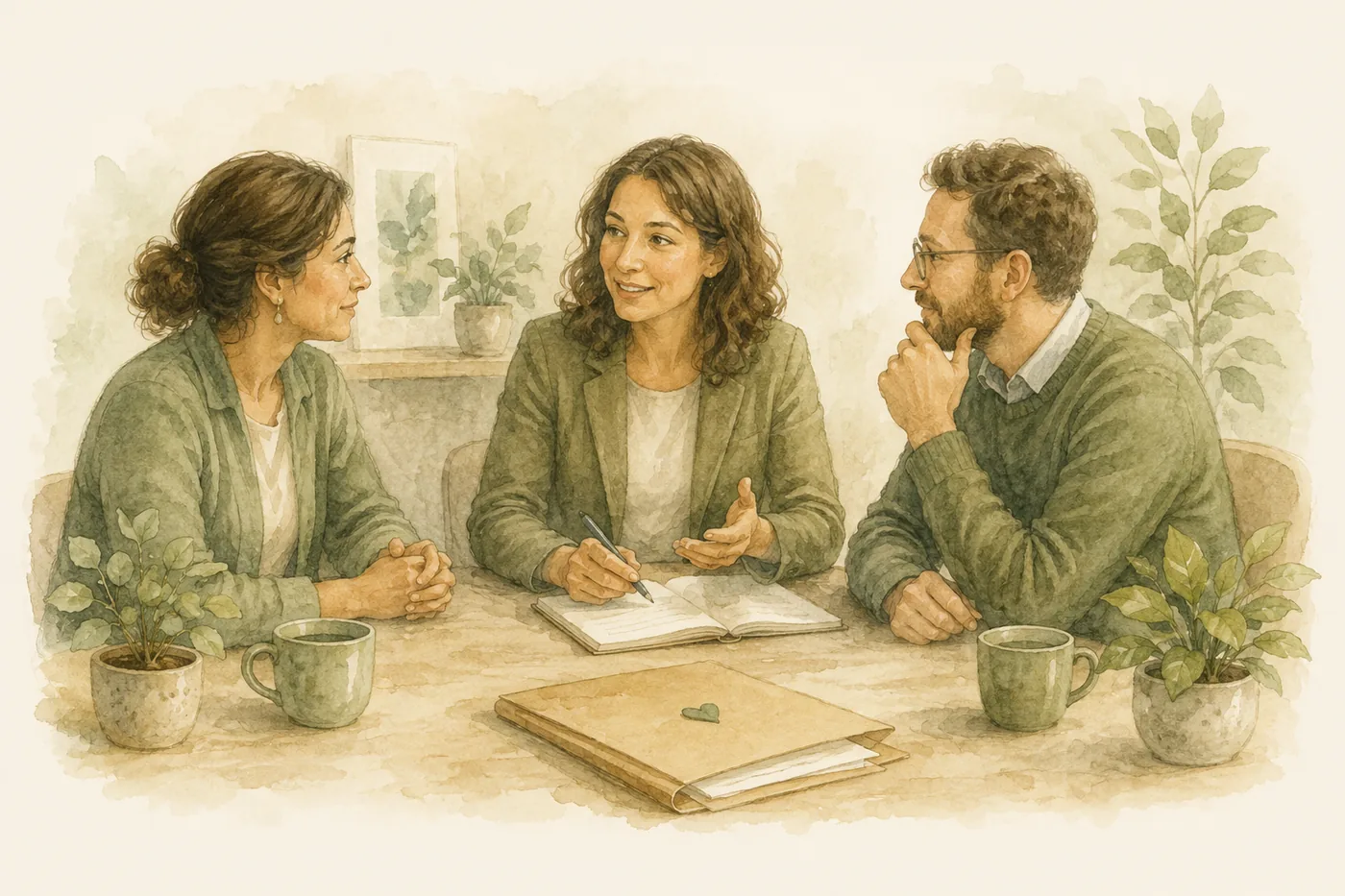 Professionals discussing a referral and appropriate support.